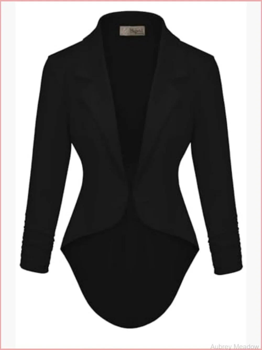 Open Front High Low Notch Lapel Office Blazer